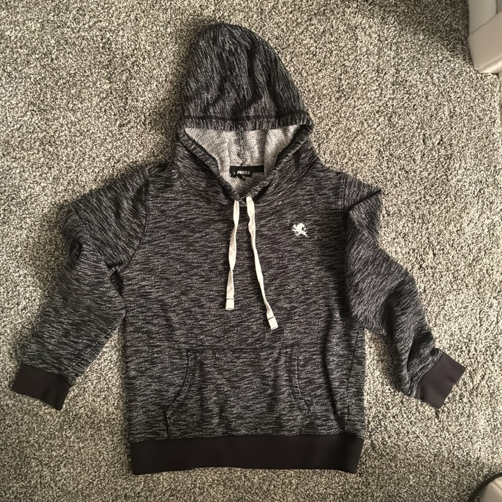 2/$30!Express Hooded Top Space Dye Gray / Black Womens Size S Small